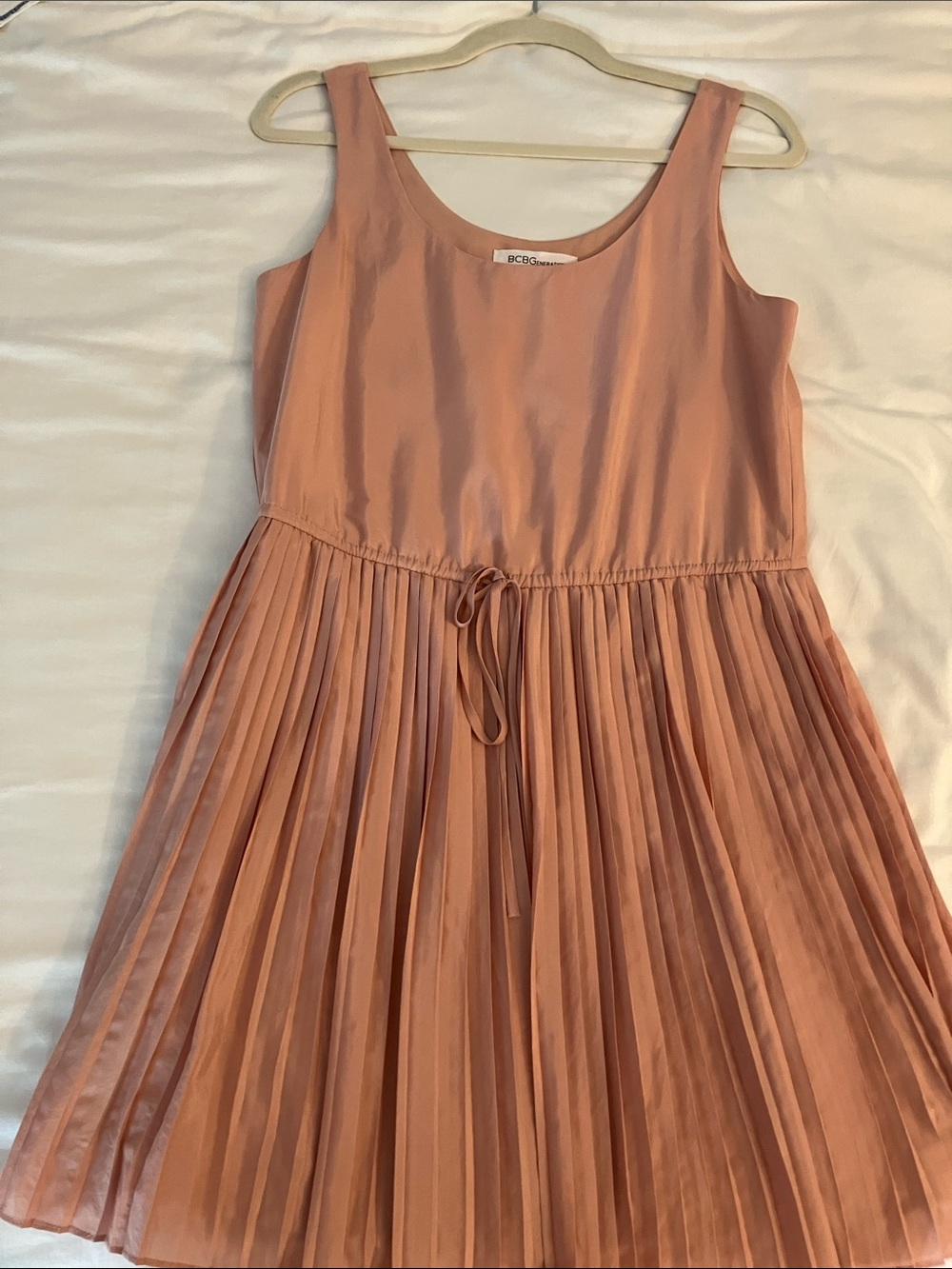 BCBGeneration Girls' Blush Pink Pleated Drawstring Dress